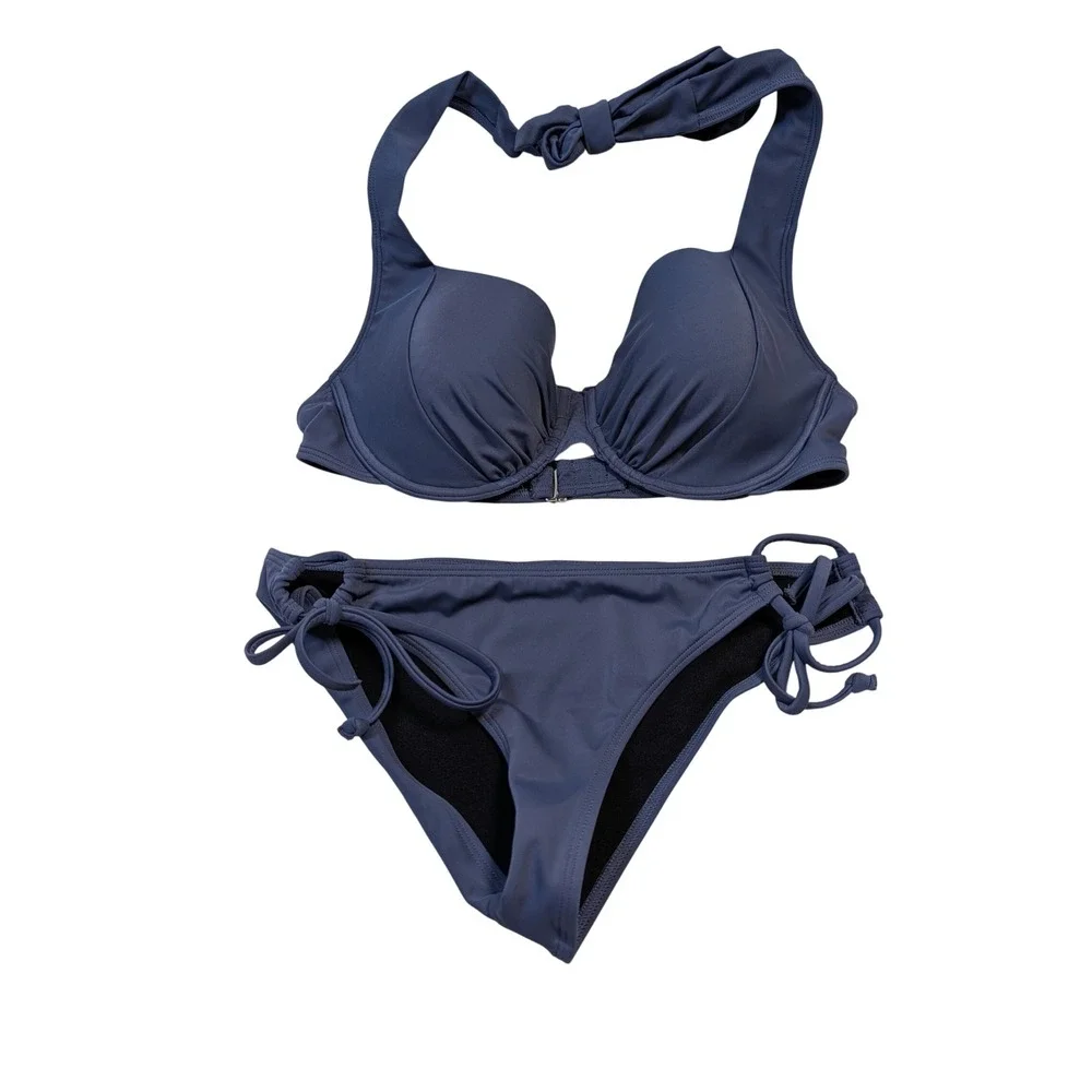 Adore Me Women Underwire Bikini Set 34DD/S Blue